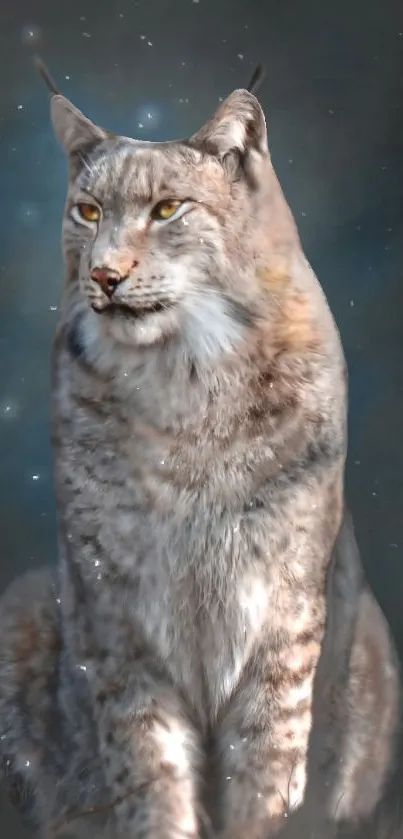 Majestic lynx against starry night background wallpaper.