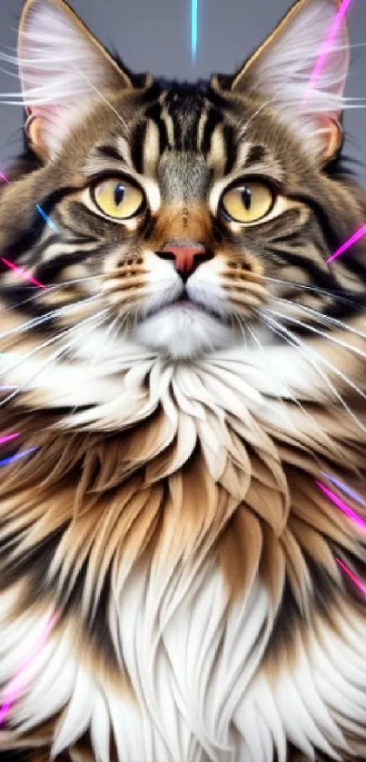 Majestic Maine Coon cat with striking brown and white fur