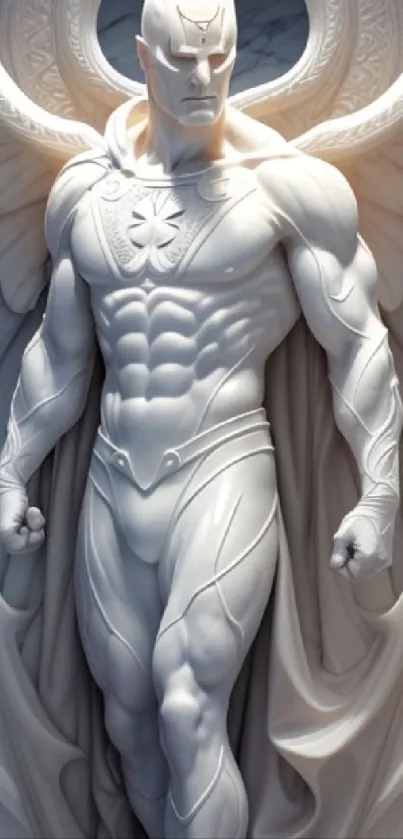 A magnificent marble superhero statue with intricate details.