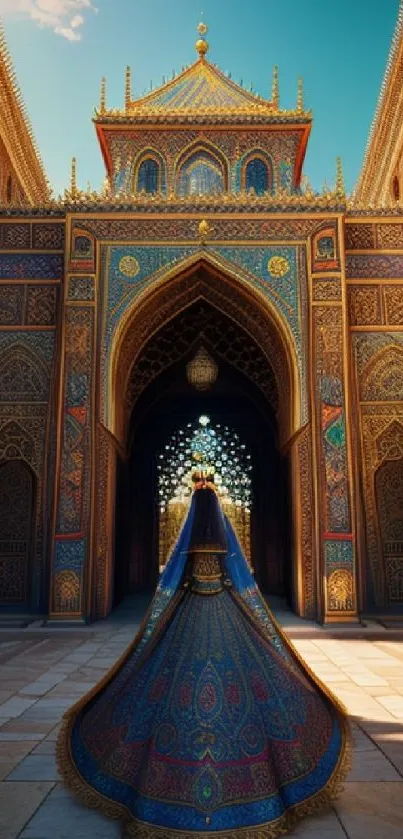 Mobile wallpaper of intricate Moroccan architecture with rich colors.