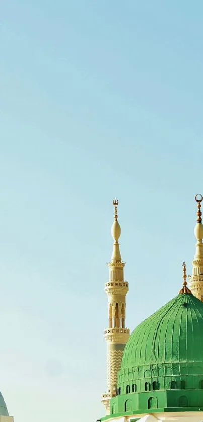 Mobile wallpaper of mosque skyline with blue sky.