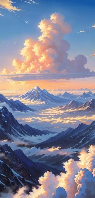 Scenic view of majestic mountains with vibrant clouds.