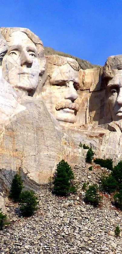 Mount Rushmore mobile wallpaper showing carved presidential faces in daylight.