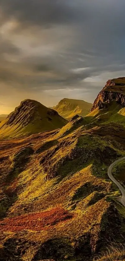 Majestic mountain sunrise with golden light.