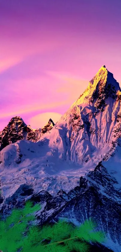 Majestic mountain against vibrant sunset sky, perfect for nature enthusiasts.