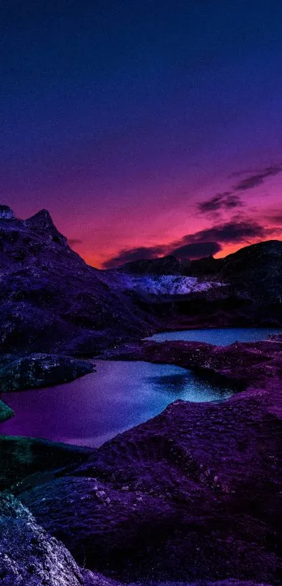 Beautiful purple mountain sunset wallpaper with vibrant hues.