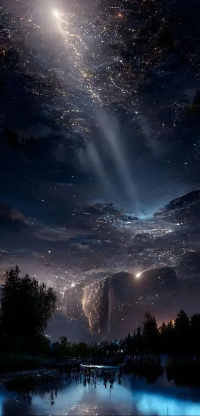 Majestic night sky wallpaper with stars and cosmic wonders.