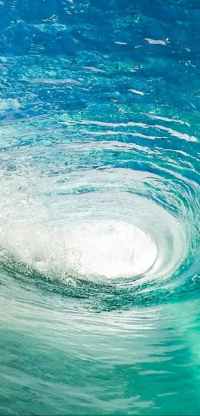 A striking turquoise ocean wave crashes elegantly.