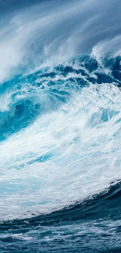 Stunning ocean wave with vibrant blue hues for mobile wallpaper.