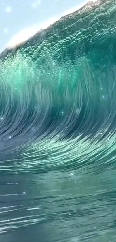 Stunning turquoise ocean wave in motion, capturing natural beauty.