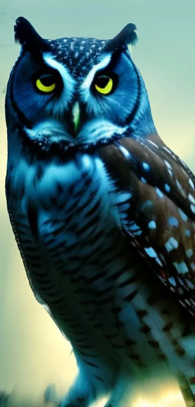 Majestic owl in serene night forest.