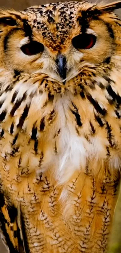 Close-up of a majestic owl with intricate feather patterns.