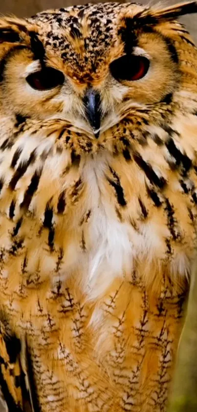 Majestic owl with detailed brown feathers close-up.