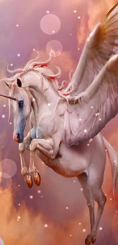 Majestic Pegasus soaring in vibrant, dreamy skies.