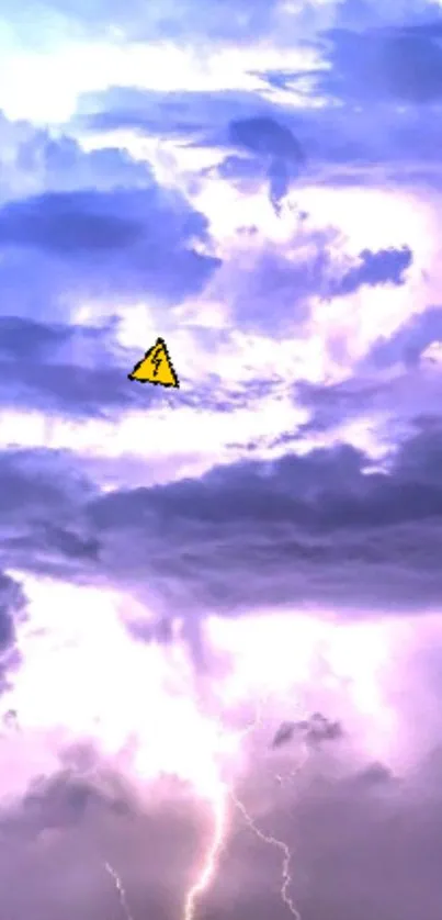 Purple lightning and storm clouds wallpaper with a mystical sky.