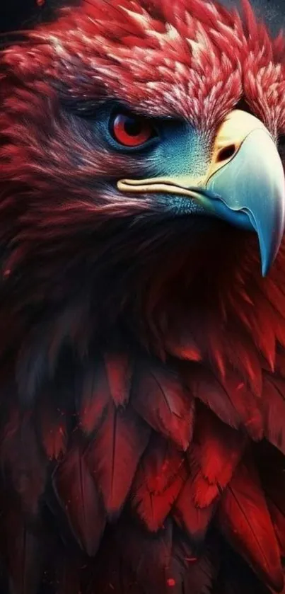 Majestic red eagle with sharp eyes on dark background.