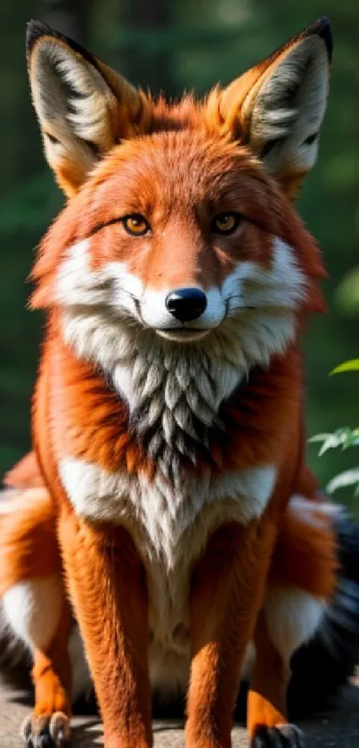 Red fox in forest, vivid and elegant mobile wallpaper.