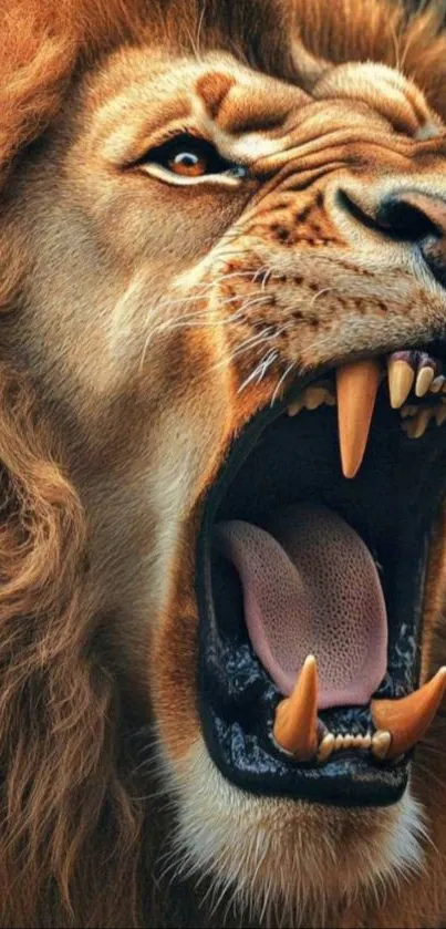 Majestic roaring lion showing its fierce expression.