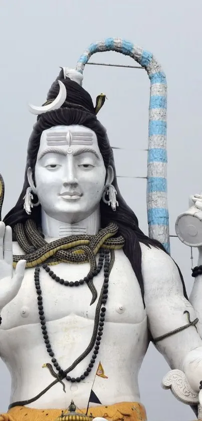 Majestic white Shiva statue with serene expression and intricate details.