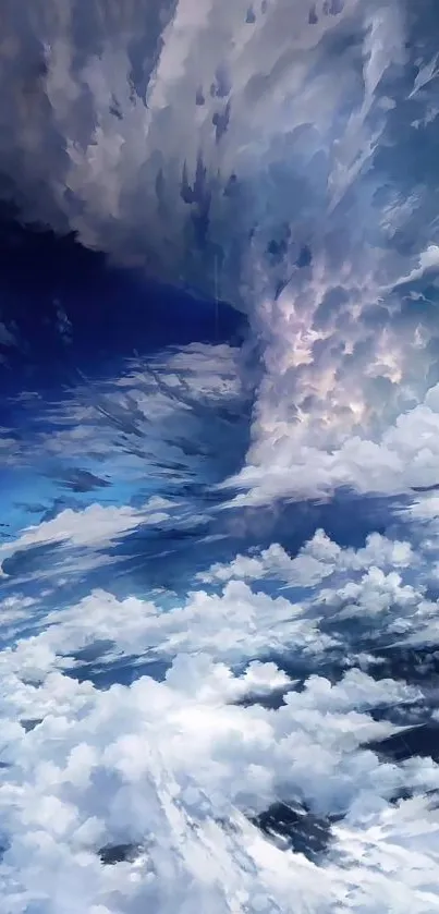 A breathtaking view of a sky filled with clouds, perfect for a mobile wallpaper.