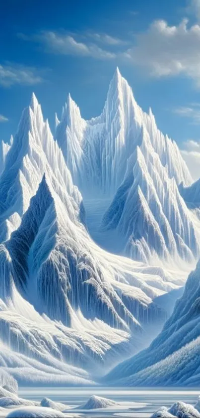 Stunning snowy mountain peaks under a clear blue sky.