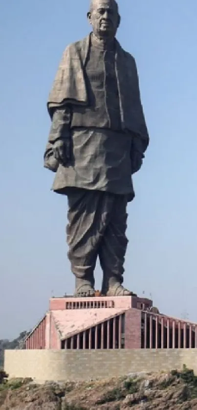 Majestic statue against clear blue sky backdrop.