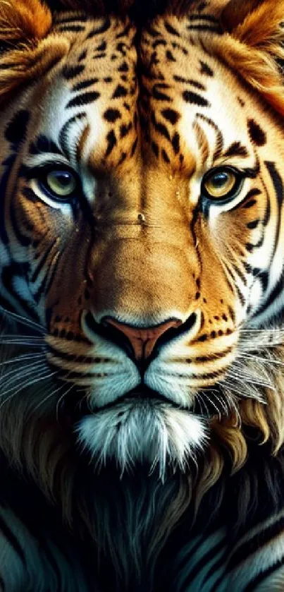 Majestic tiger close-up with intense gaze.