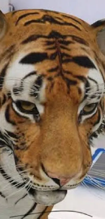 Close-up artwork of a majestic tiger's face.