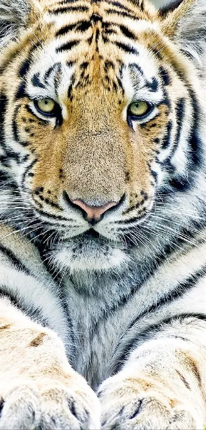 Close-up portrait of a majestic tiger with striking stripes and golden fur.