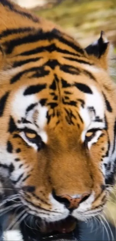 Close-up of majestic tiger in the wild.