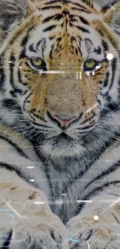 Majestic tiger digital wallpaper with vibrant colors and captivating detail.