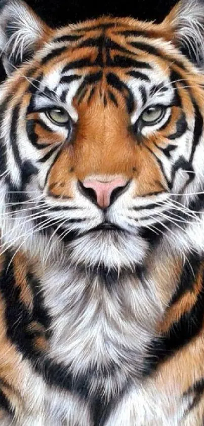 A realistic tiger illustration in vivid detail; ideal for mobile wallpaper.