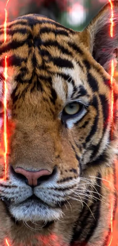 Majestic tiger in forest, showcasing its vibrant stripes and natural beauty.
