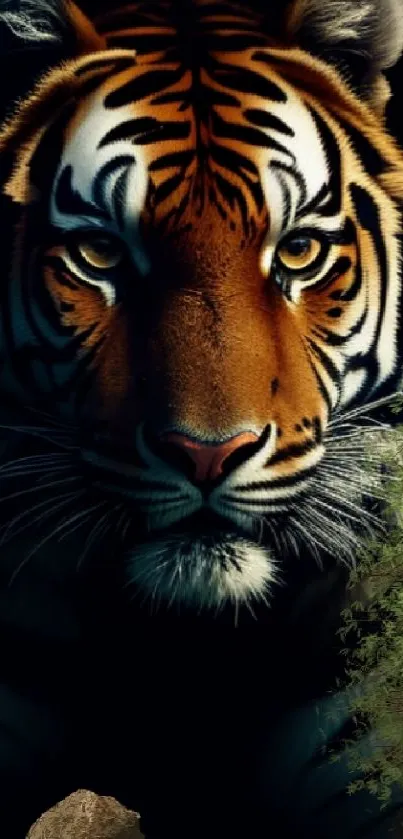 Majestic tiger in jungle wallpaper with natural beauty.