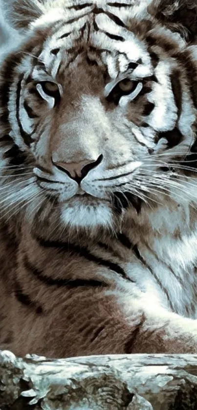 Majestic tiger illustration for mobile wallpaper.