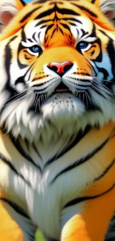 Vibrant, realistic tiger image for mobile wallpaper showcasing its majesty.
