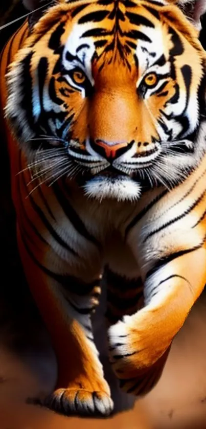 Majestic tiger in vivid orange tone, captured beautifully for mobile wallpaper.