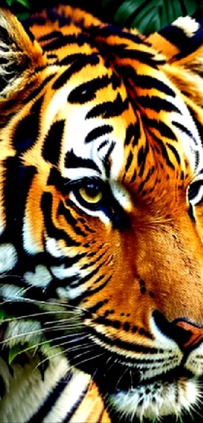 Close-up of a majestic tiger in the jungle.