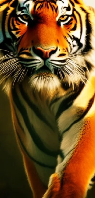 Stunning wallpaper featuring a majestic tiger in the wild with vibrant colors.