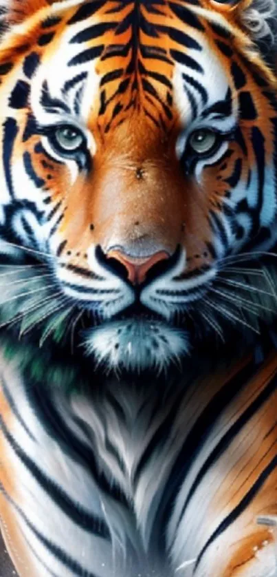 Majestic tiger with vibrant colors, perfect for mobile wallpaper.