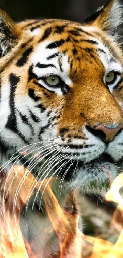 Majestic tiger reflected in nature, vibrant wallpaper.