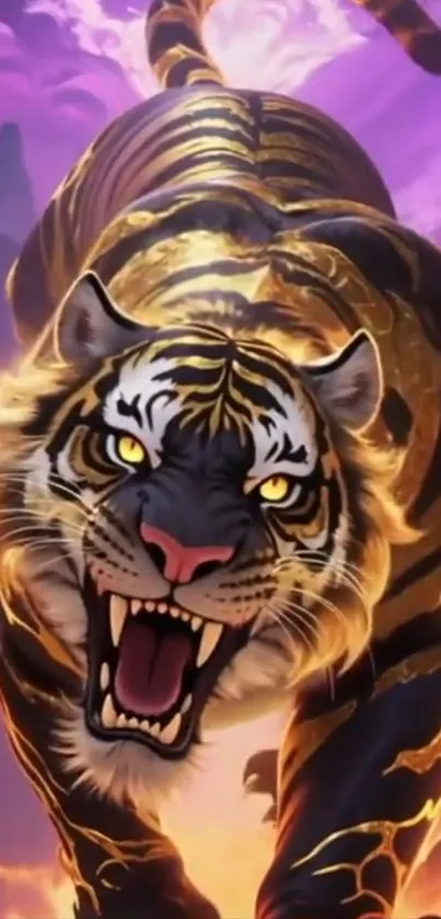 Majestic roaring tiger digital art wallpaper