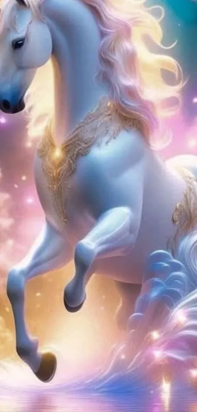 Enchanting unicorn in magical landscape