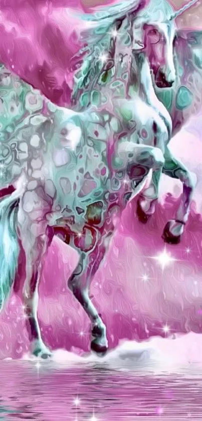 Enchanting unicorn wallpaper with vibrant pink and mystical elements.