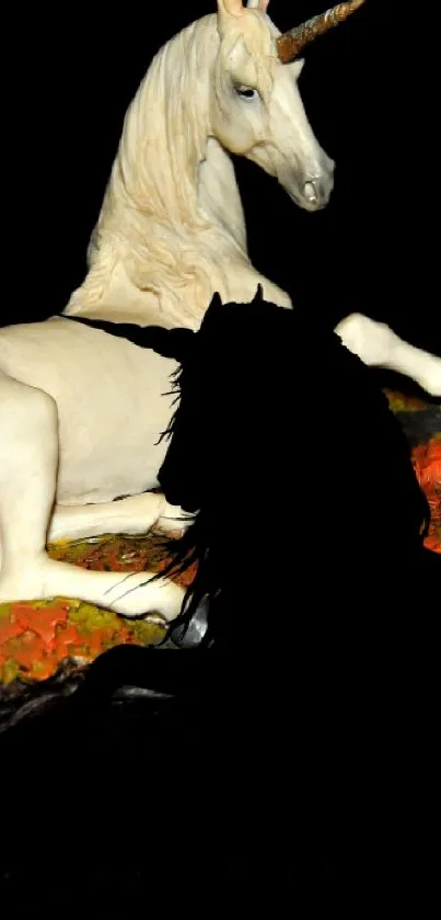 Majestic unicorn on dark background, perfect for fantasy lovers.