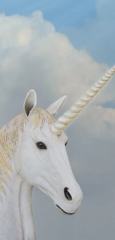 Majestic unicorn with sky background wallpaper.