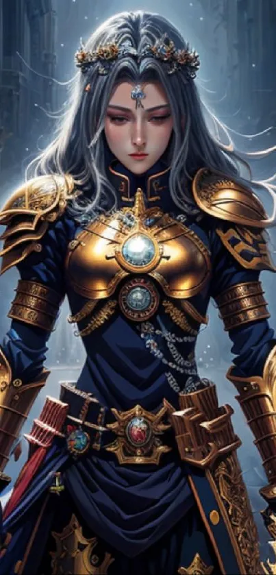 Fantasy warrior princess in detailed armor and mystic setting wallpaper.