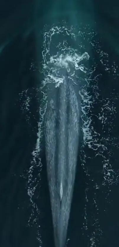 Whale gracefully swimming underwater, surrounded by ocean blue.