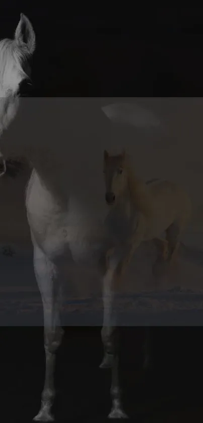 Majestic white horse in natural setting wallpaper.