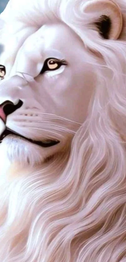 White lion digital art wallpaper, majestic and elegant.